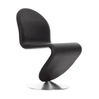 verpan - chaise system 1-2-3 dining chair standard - noir 314/cuir savane/piètement en aluminium